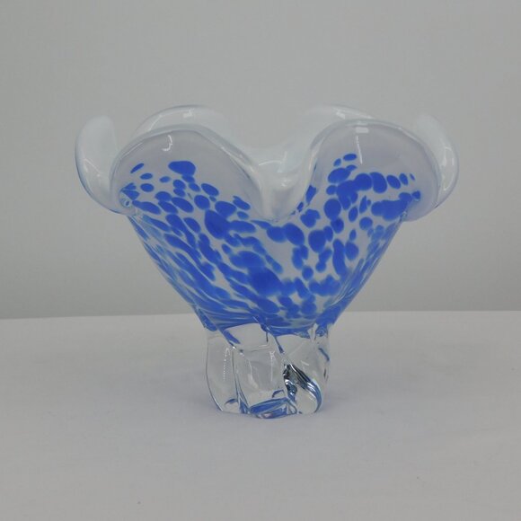 Royal Gallery Other - Royal Gallery Handcrafted Blue Console Crystal Bowl 1999 Federated Dept Stores